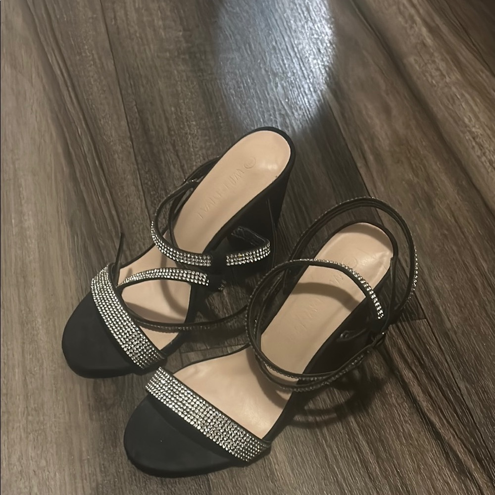 Melrose and Market Black Heels with Strappy Design